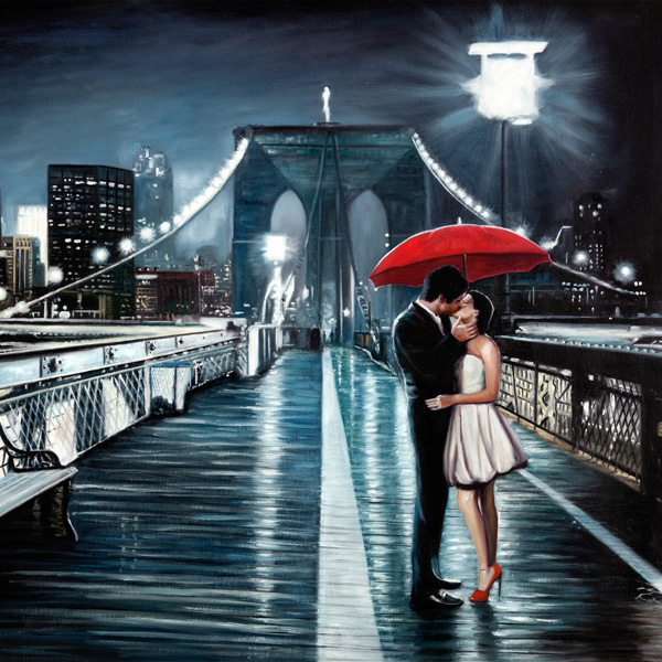Pierre Benson, Kissing on Brooklyn Bridge (detail)