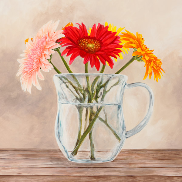 Remy Dellal, Fleurs et Vases Jaune I