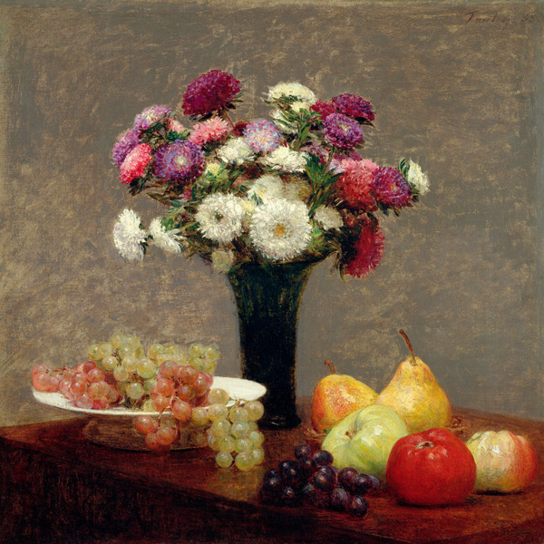 Henri Fantin-Latour, Asters and Fruit on a Table