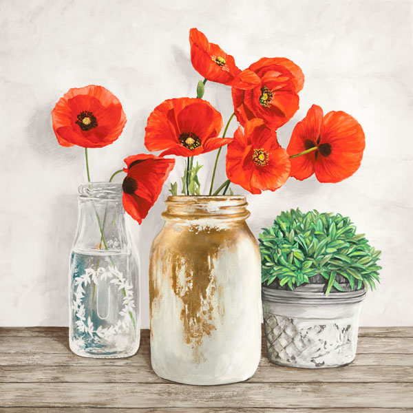 Jenny Thomlinson, Floral composition with Mason Jars II