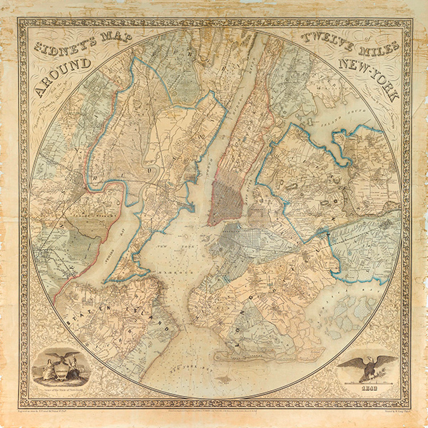 Anonymous, Twelve Miles around NY Map, 1849