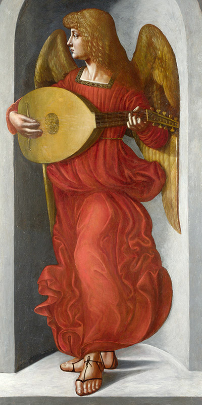 After Leonardo da Vinci, An Angel in Red with a Lute