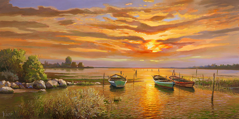 Adriano Galasso, Laguna al tramonto