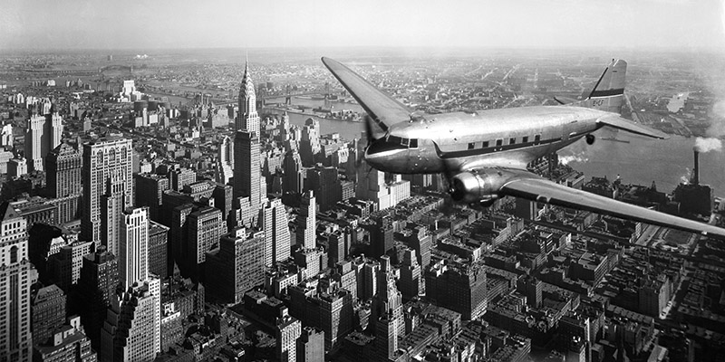 Anonymous, DC-4 over Manhattan, NYC