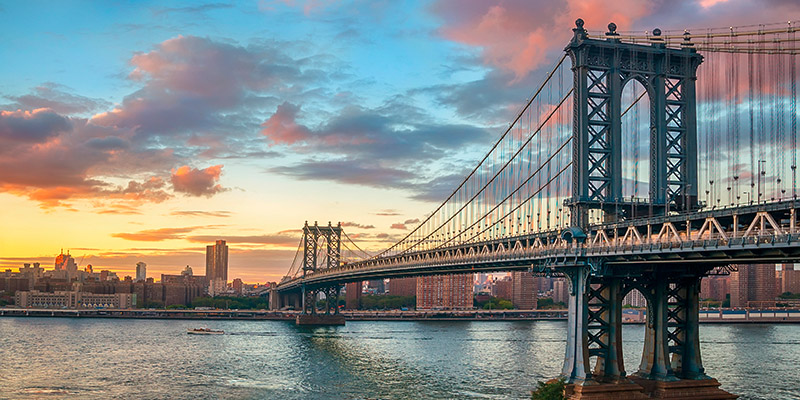 Anonymous, Manhattan Bridge at sunset, NYC