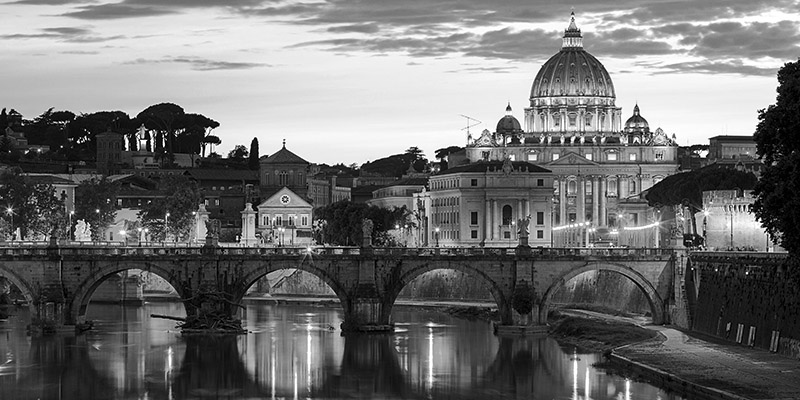 Anonymous, Night view at St. Peter's cathedral, Rome