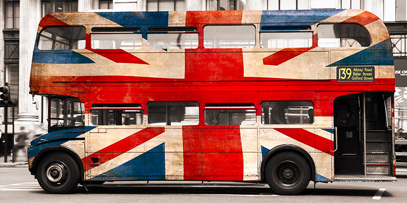 Pangea Images, Union jack double-decker bus, London