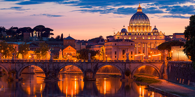 Anonymous, Night view at St. Peter's cathedral, Rome