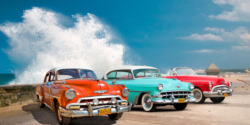 Pangea Images, Cars in Avenida de Maceo, Havana, Cuba