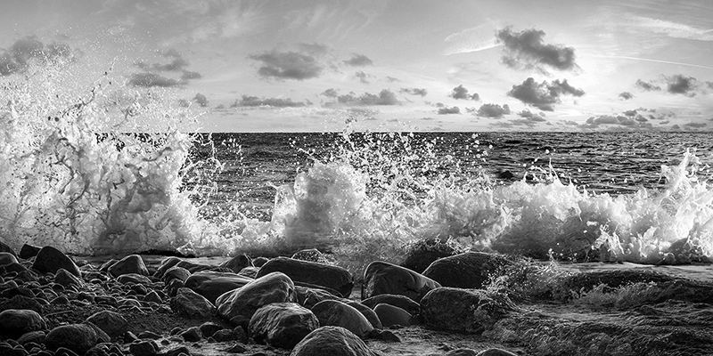 Pangea Images, Waves crashing, Point Reyes, California (detail, BW)