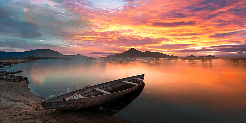 Pangea Images, Sunset on a lake, Scotland