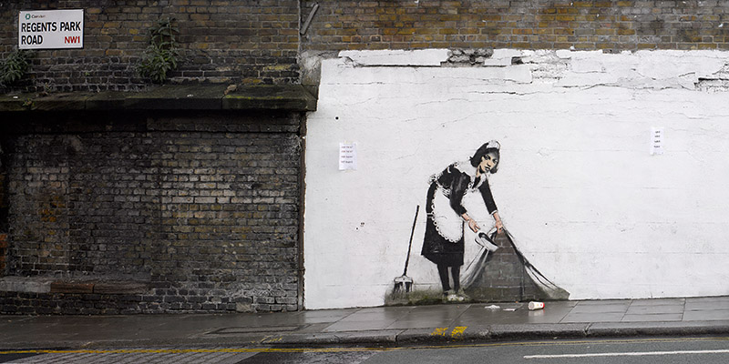 Anonymous (attributed to Banksy), Regents Park Rd, Camden, London (graffiti attributed to Banksy)