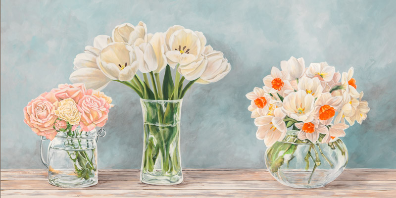 Remy Dellal, Fleurs et Vases Aquamarine