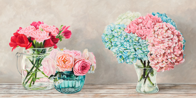 Remy Dellal, Fleurs et Vases Blanc
