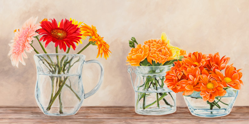 Remy Dellal, Fleurs et Vases Jaune