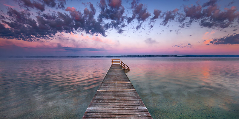 Frank Krahmer, Boat ramp and filigree clouds, Bavaria, Germany