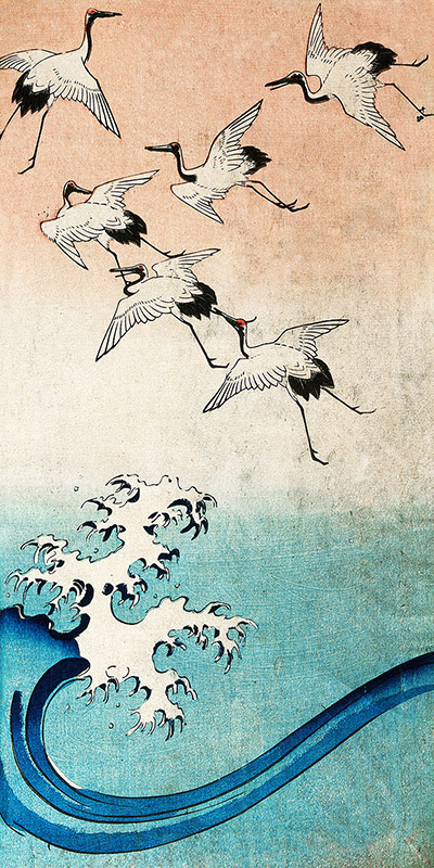 Ando Hiroshige, Cranes Flying (detail)