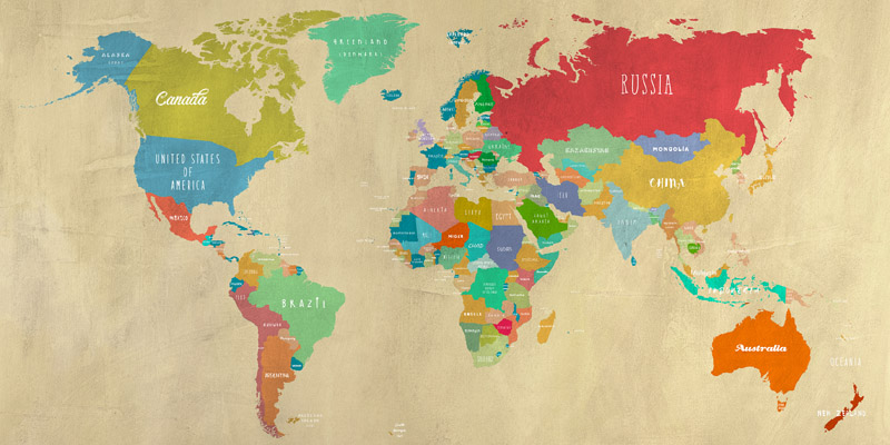 Joannoo, Modern Map of the World (detail)