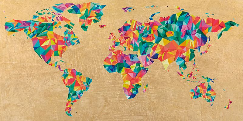 Joannoo, Multicolor World Map (golden)