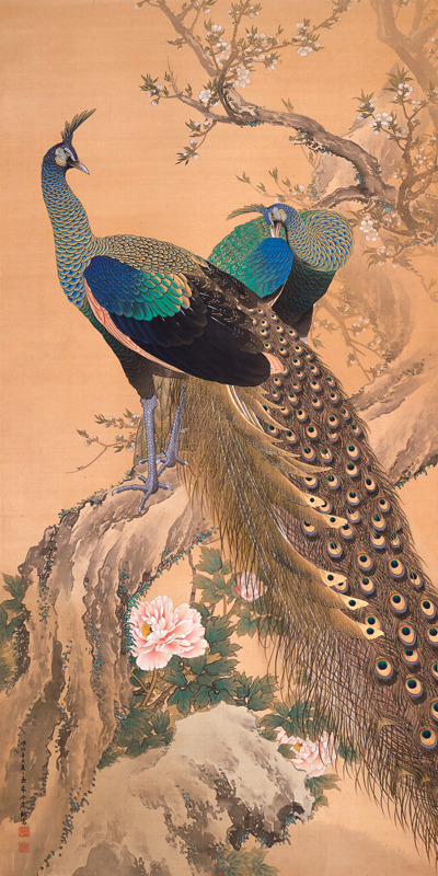 Imao Keinen, A Pair of Peacocks in Spring