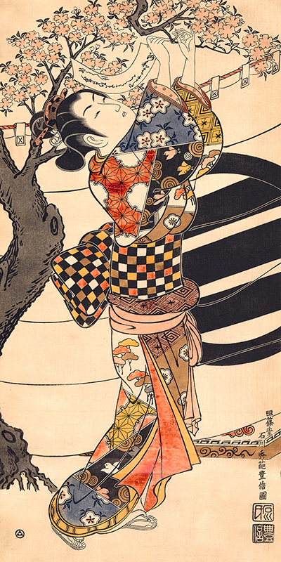 Toyonobu Ishikawa, Hanging poems on a cherry tree