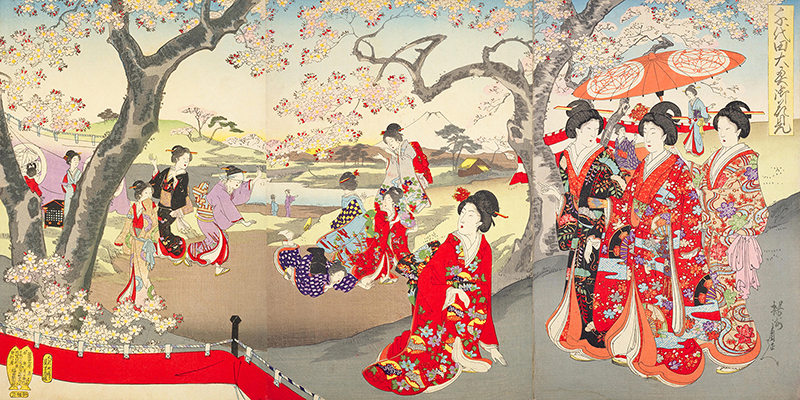 Yoshu (Hashimoto) Chikanobu, A Hanami at the Edo Castle