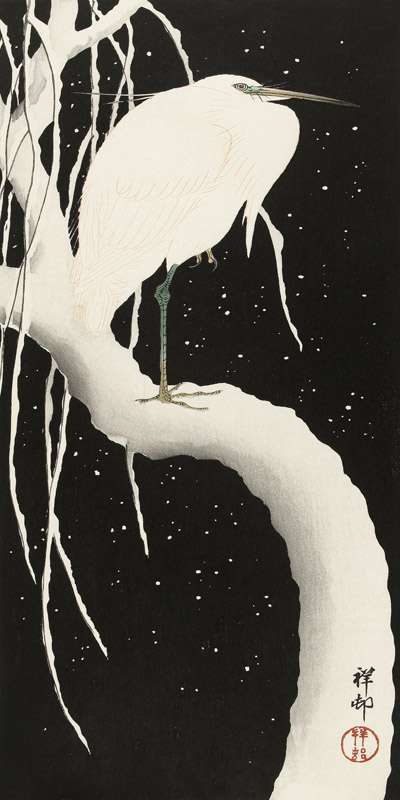 Ohara Koson, Heron in snow