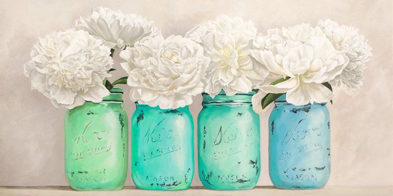 Jenny Thomlinson, Peonies in Mason Jars (detail)