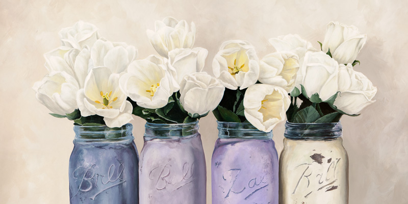 Jenny Thomlinson, Tulips in Mason Jars (detail)