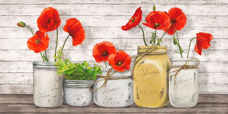 Jenny Thomlinson, Poppies in Mason Jars