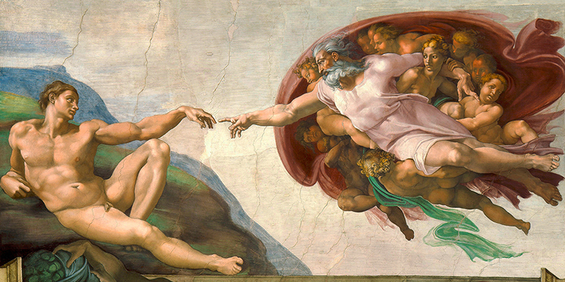 Michelangelo Buonarroti, La creazione di Adamo (restored)