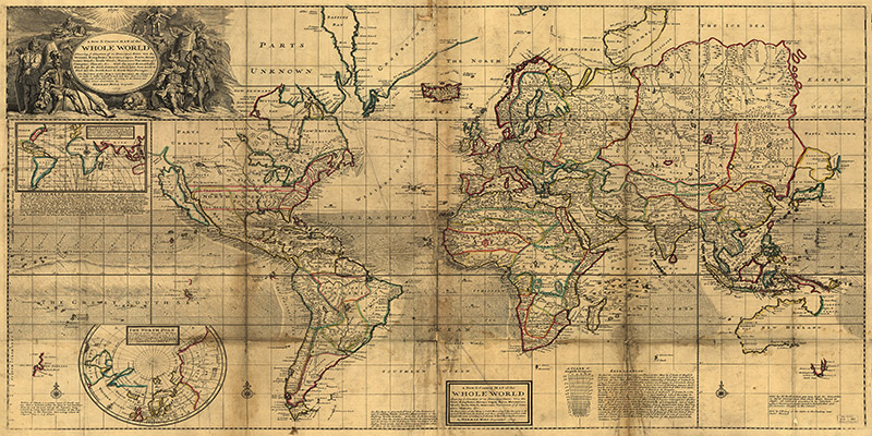 Herman Moll, A New & Correct Map of the Whole World, 1719