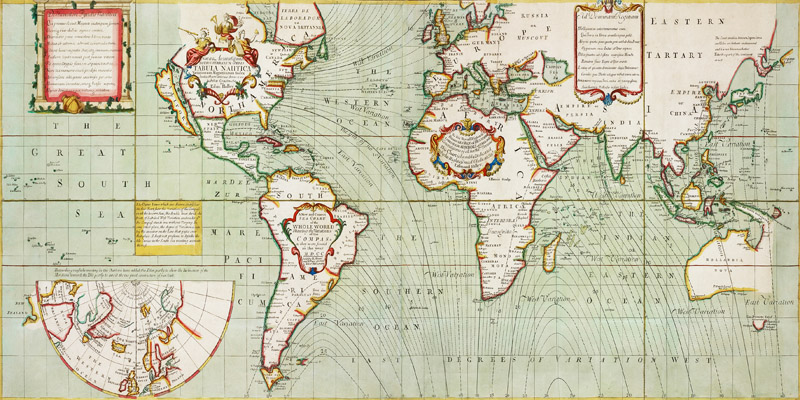 Samuel Thornton, Nova & accuratissima totius terrarum orbis tabula nautica, 1707