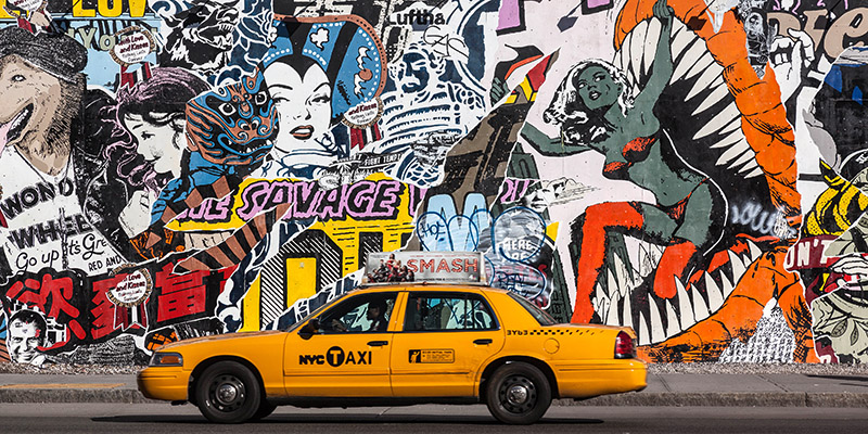 Michel Setboun, Taxi and mural painting in Soho, NYC