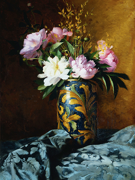 Carlo Grossi, Peonies in a Vase (detail)