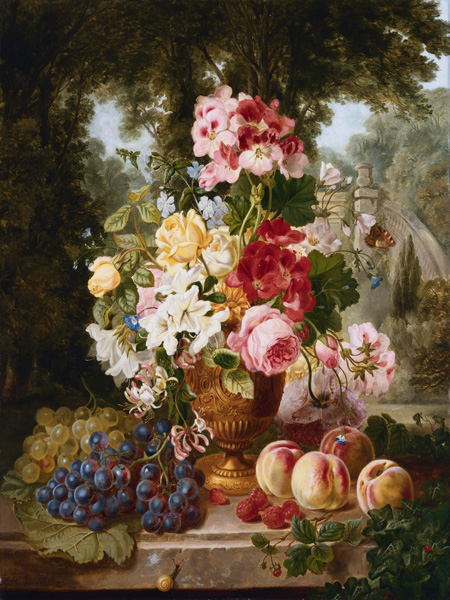 William John Wainwright, A Vase of Summer Flowers and Fruit