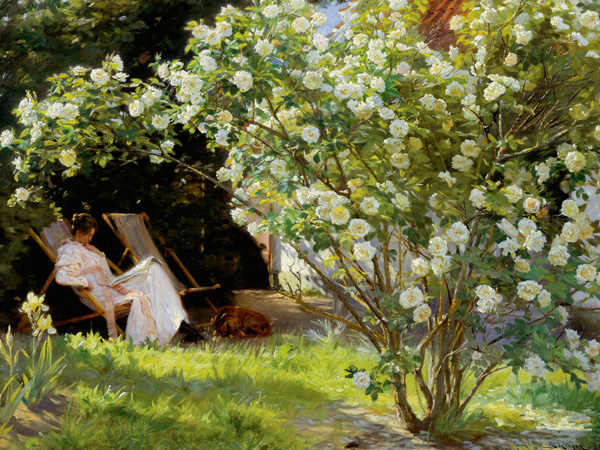 Peder Severin Krøyer, Seated in the garden of roses