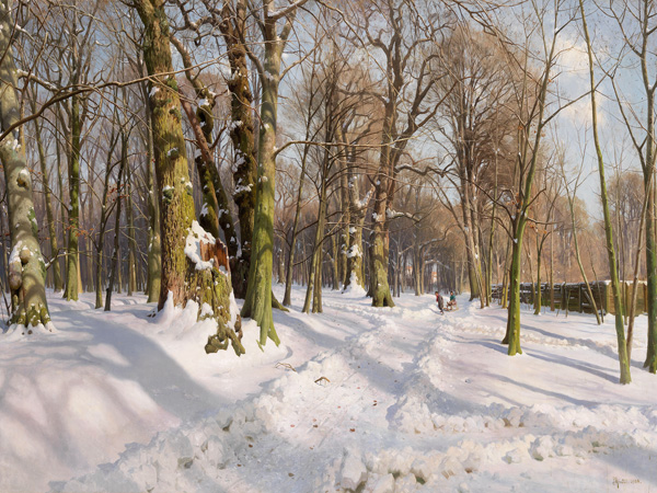 Peder Mørk Mønsted, Snowy forest road in sunlight
