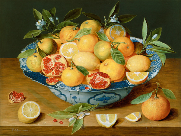 Jacob van Hulsdonck, Still Life with Lemons, Oranges and a Pomegranate