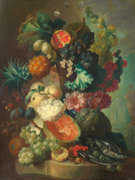 Jan Van Os, Fruit, flowers and a fish