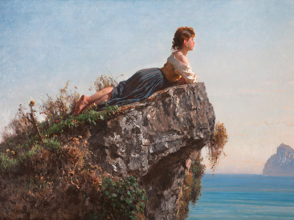 Filippo Palizzi, La fanciulla sulla roccia a Sorrento