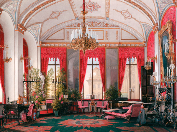 Edward Petrovich Hau, Interiors of the Winter Palace: the Raspberry Study