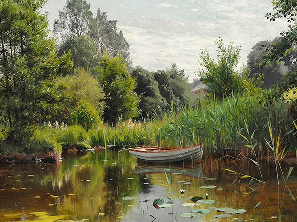 Peder Mørk Mønsted, A forest lake with a rowboat