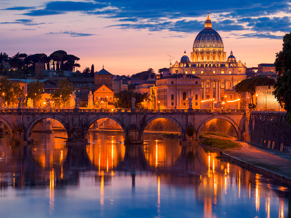 Anonymous, Night view at St. Peter's cathedral, Rome