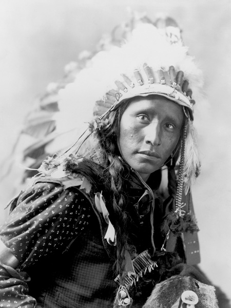 Anonymous, Indian wearing White War Bonnet, 1900
