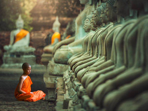 Pangea Images, Young Buddhist Monk praying, Thailand