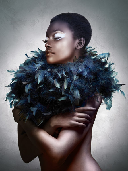 Julian Lauren, Woman with Feathered Scarf
