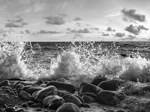 Pangea Images, Waves crashing, Point Reyes, California (BW)