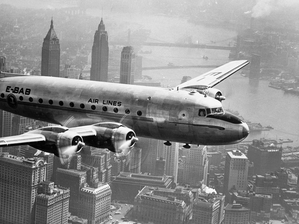 Anonymous, Aircraft Flying over City, 1946