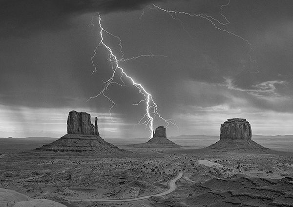 Pangea Images, Storm on Monument Valley, Utah (B&W)